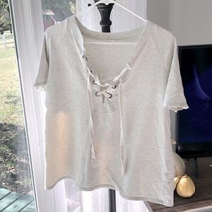 143 Story Ivory Lace Up Shirt